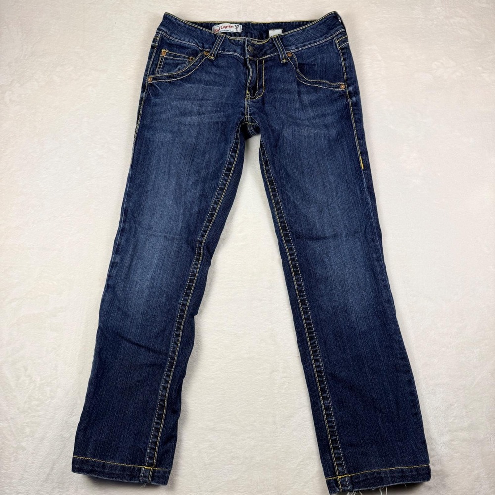 Y2K Red Engine Dark Wash Straight Jeans Stretch Denim‎ Size 30